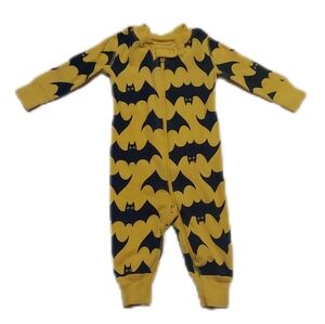 Hanna Andersson Yellow and Black Bat Print Kids Footie